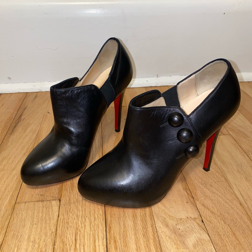 Christian Louboutin Leather Button Ankle Boots